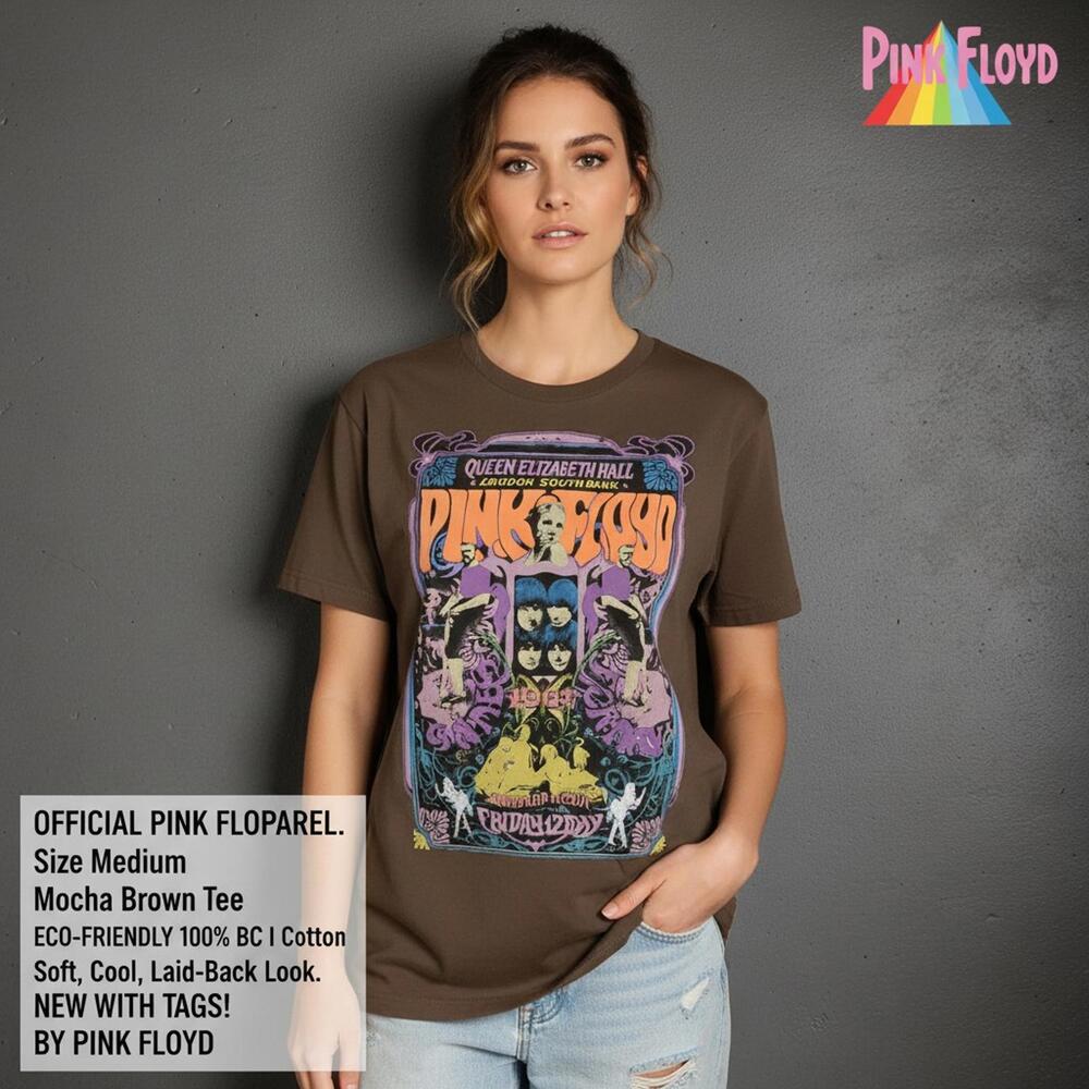 Official Pink Floyd Mocha Brown Graphic Tee Size Medium